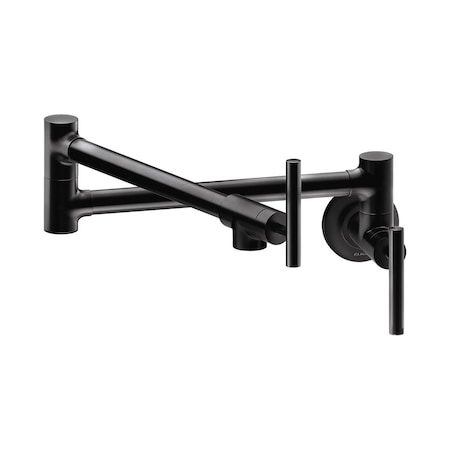 Elkay Avado Wall Mount Single Hole Pot Filler Kitchen Faucet with Lever Handles Matte Black LKAV4091MB